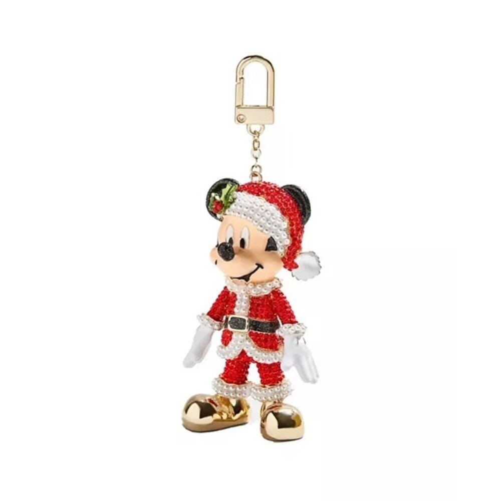 BaubleBar Mickey Mouse Santa Claus Pearl Bling Bag Charm Key Chain Collector - Picture 3 of 8